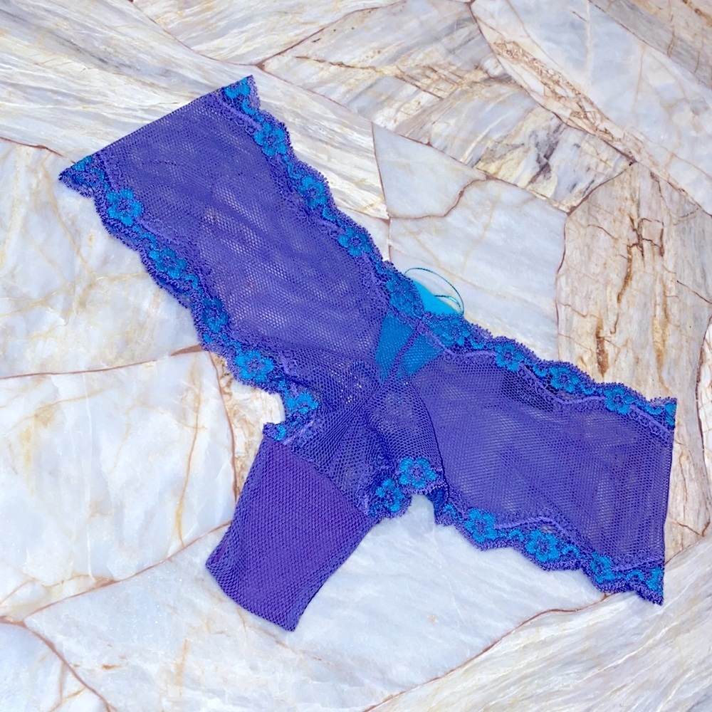 Victoria Secret “Sexy little things” Small Purple Mesh Lace Bikini Panty Lace-up